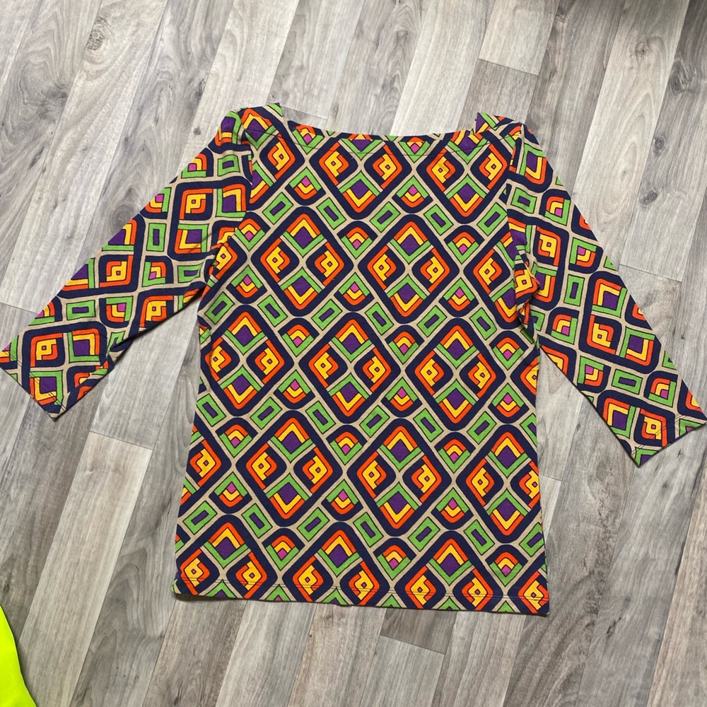 Talbots Petites Geometric Boat Neck Blouse